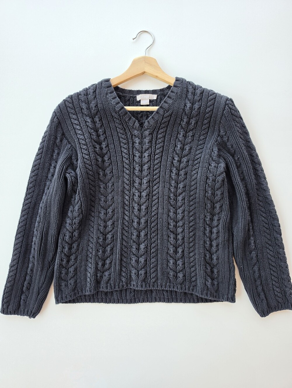 J. Crew Navy Cable Knit Chunky Cotton Sweater - Picture 1 of 5